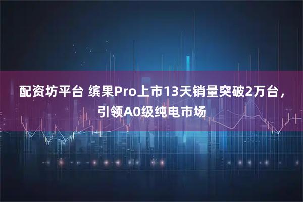 配资坊平台 缤果Pro上市13天销量突破2万台，引领A0级纯电市场